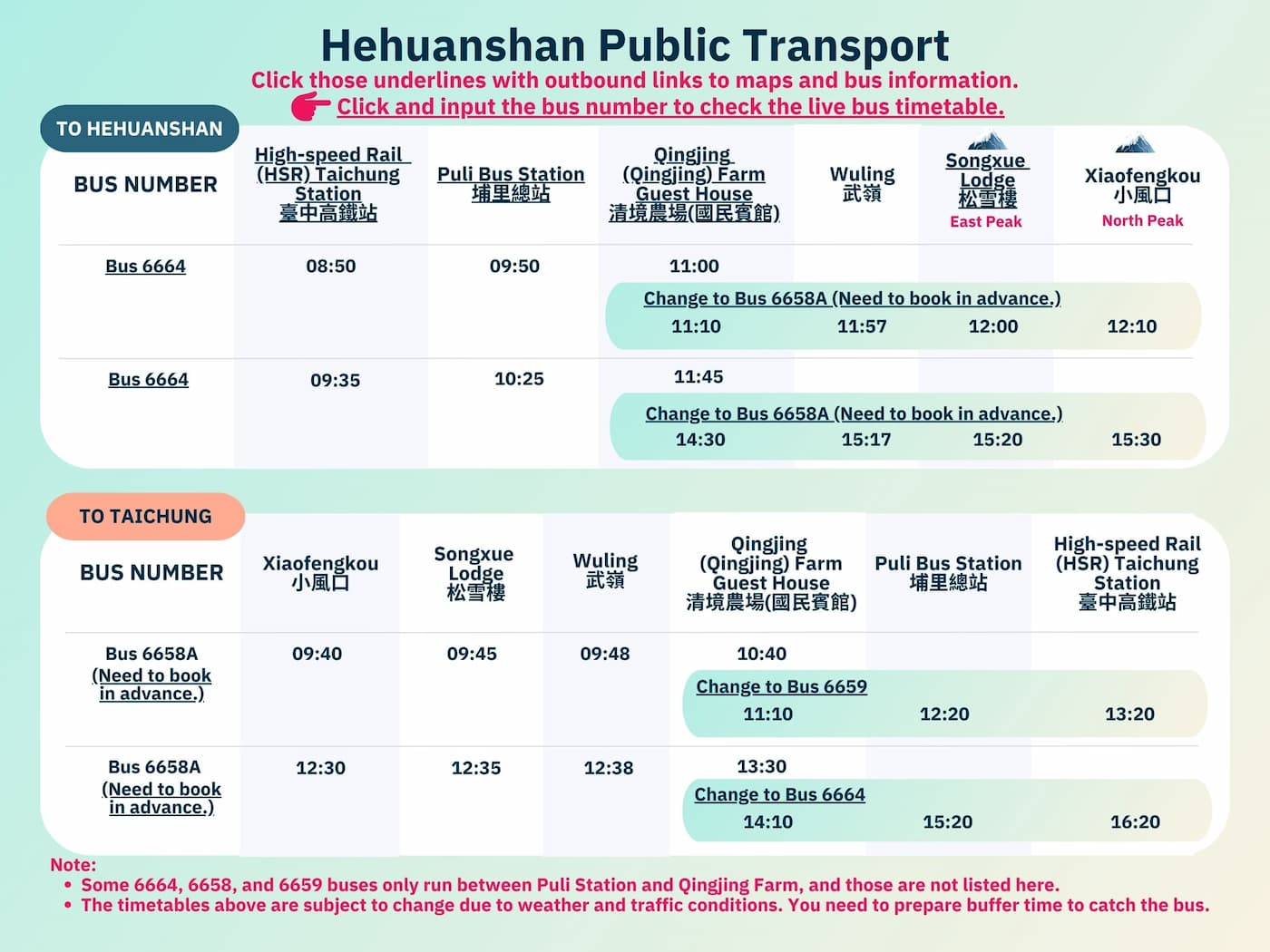 Hehuanshan public transport